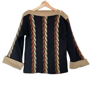 VTG 70s Knit Sweater Tunic Flare Sleeves SIZE LARGE Womens Textured